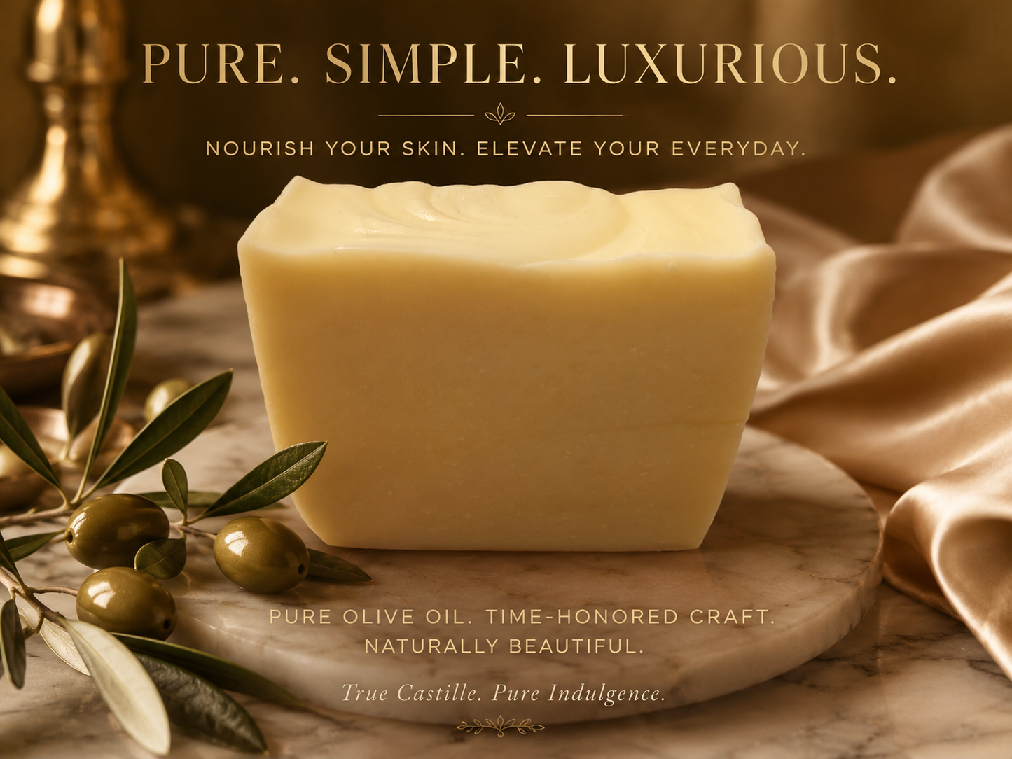 100% Pure Olive Oil Castile Soap Unscented - For Dry, Sensitive Mature, Face, Hands, Body